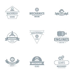 Machinery logo set. Simple set of 9 machinery vector logo for web isolated on white background