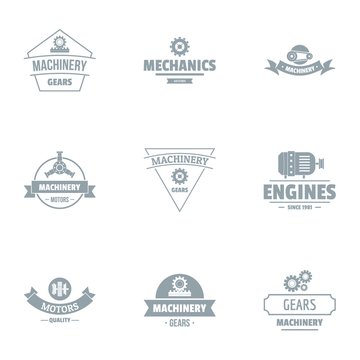 Machinery logo set. Simple set of 9 machinery vector logo for web isolated on white background