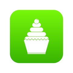 Cupcake icon digital green for any design isolated on white vector illustration