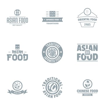 Asian fastfood logo set. Simple set of 9 asian fastfood vector logo for web isolated on white background