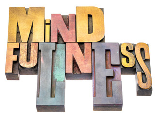 mindfulness word abstract in letterpress wood type