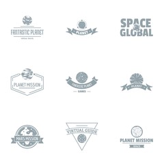 Space mission logo set. Simple set of 9 space mission vector logo for web isolated on white background