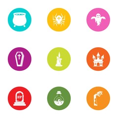 Coffin icons set. Flat set of 9 coffin vector icons for web isolated on white background