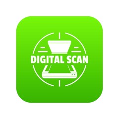 Digital scan icon green vector isolated on white background