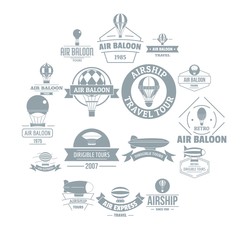 Obraz premium Air balloon logo icons set. Simple illustration of 16 air balloon logo vector icons for web