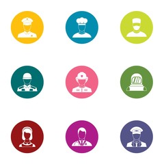 Metier icons set. Flat set of 9 metier vector icons for web isolated on white background