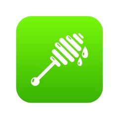 Honey ladle icon green vector isolated on white background