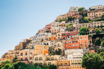 Naklejka premium Positano town colorful buildings in Italy