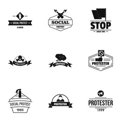 Social riot logo set. Simple set of 9 social riot vector logo for web isolated on white background