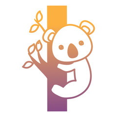 cute koala on tree branch over white background, vector illustration