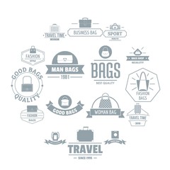 Fototapeta na wymiar Travel baggage logo icons set. Simple illustration of 16 travel baggage logo vector icons for web