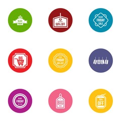 Rebate icons set. Flat set of 9 rebate vector icons for web isolated on white background