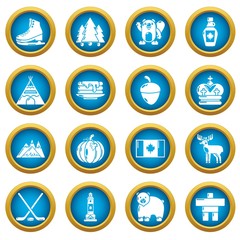 Fototapeta premium Canada travel icons set. Simple illustration of 16 Canada travel vector icons for web