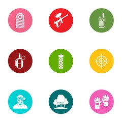 Military doctrine icons set. Flat set of 9 military doctrine vector icons for web isolated on white background