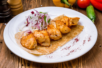 chicken kebab on a plate
