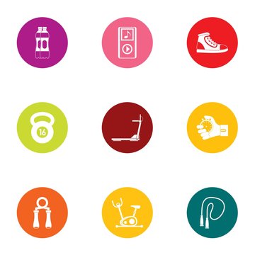 Sport intervention icons set. Flat set of 9 sport intervention vector icons for web isolated on white background