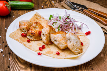 chicken kebab on a plate