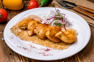 chicken kebab on a plate