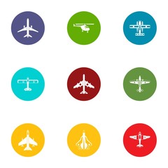 Airman icons set. Flat set of 9 airman vector icons for web isolated on white background