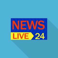 Fototapeta premium Live news 24 logo. Flat illustration of live news 24 vector logo for web design
