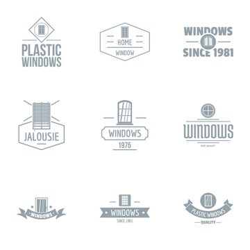 Contemporary window logo set. Simple set of 9 contemporary window vector logo for web isolated on white background