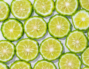 Sliced bergamot on white