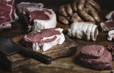 Different types of meat food photography recipe idea