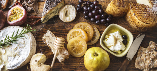 Platter of cheese and fruit pairings food photography recipe idea