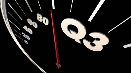 Q3 Third Quarter Budget Speedometer 3d Render Illustration
