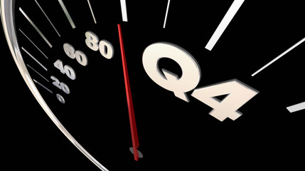 Q4 Fourth Quarter Budget Speedometer 3d Render Illustration