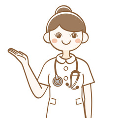 女性　看護師　団子　左差し