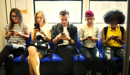 Young people attached to their smartphones