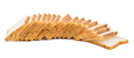 Heap of Sliced Bread isolated on White Background