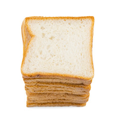 Heap of Stacked Sliced Bread isolated on White Background