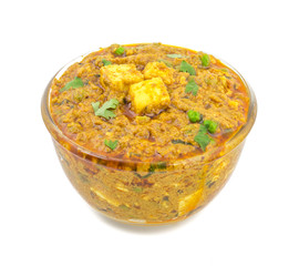 Indian Cuisine Mattar Paneer is a Vegetarian North Indian Dish Consisting of Peas And Paneer in a Tomato Based Sauce, Spiced with Garam Masala. It is often Served with Indian type of Tandoori Roti