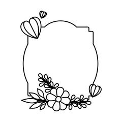 elegant frame with floral decoration and hearts vector illustration design
