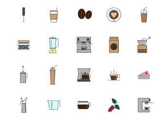 flat icons coffee set