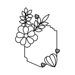 elegant frame with floral decoration and hearts vector illustration design