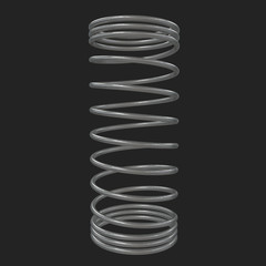 Metal spring or machine shock absorber. 3d render on black background