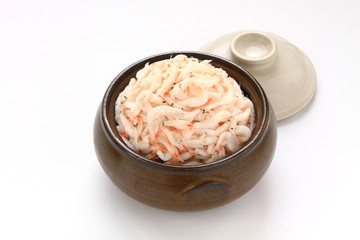 Fresh salted shrimp. This is one of the most important ingredients of Kimchi, Korean traditional food. 