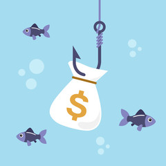 Money bag on fishing hook