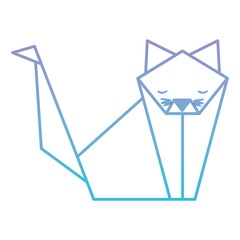 cat origami paper icon vector illustration design