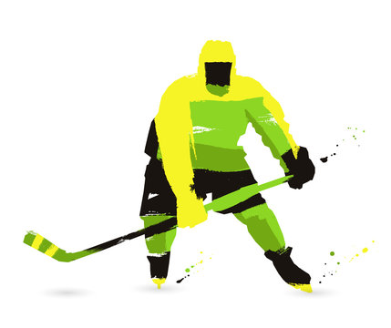 Ice hockey player on a white background. Sport concept