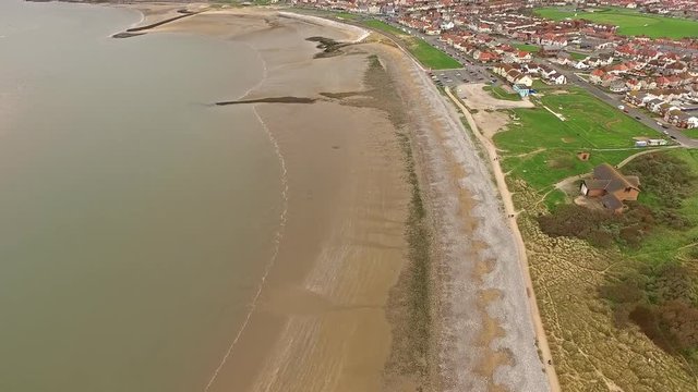 Flying over the beach of Llandudno, Wales - United Kingdom