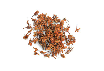 dry coffee flower tea on white background