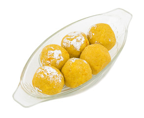 Besan Laddu Indian Traditional Sweet Food Also Know as Laddoos, laddoo, ladoo, laddo Are Ball-Shaped Sweets Popular in The Indian Festivals. isolated on White Background