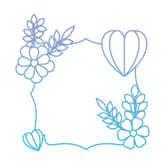 elegant frame with floral decoration and hearts vector illustration design