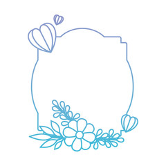 elegant frame with floral decoration and hearts vector illustration design