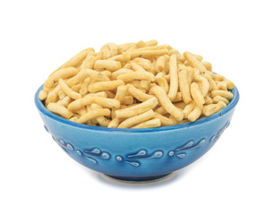 Indian Spicy Namkeen Food Ghatiya also know as Ganthiya or Gathiya are deep fried snack made from chickpea flour. They are a popular teatime snack in Gujarat