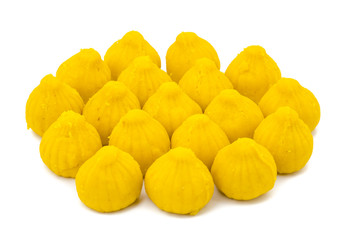 Indian Sweet Food Modak Also Know as Laddu, Khoya, khova Modak, Kozhakkatta, Modhaka, Kadubu, Modhakam, Kozhakkattai, Kudumu. Made up of Coconut And Jaggery, Rice Flour, Wheat with Khava